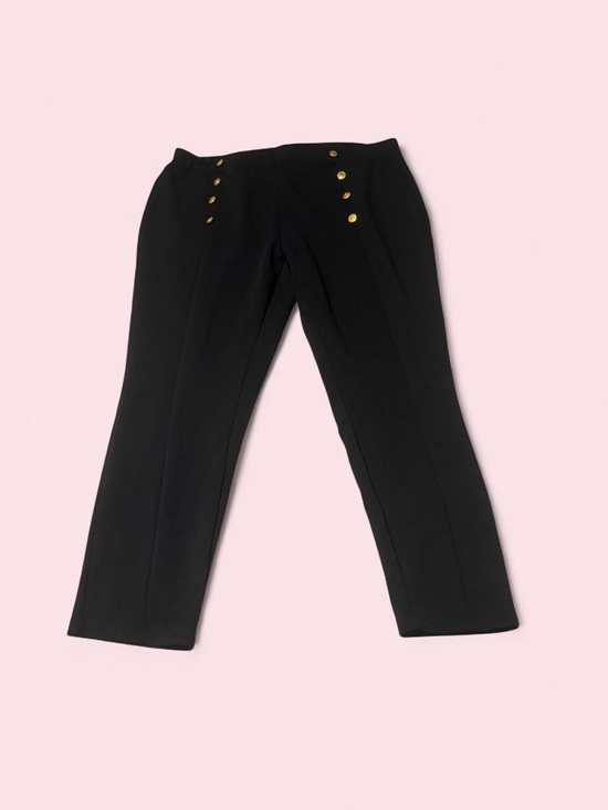 SHEIN Pants - SHEIN Black Slim High-Rise Trousers with Gold Buttons